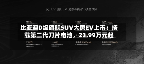 比亚迪D级旗舰SUV大唐EV上市：搭载第二代刀片电池，23.99万元起-第2张图片