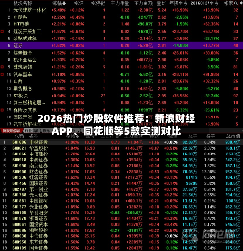2026热门炒股软件推荐：新浪财经APP、同花顺等5款实测对比