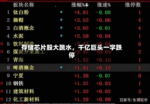 存储芯片股大跳水，千亿巨头一字跌停-第2张图片