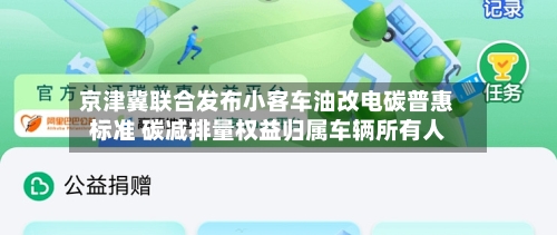 京津冀联合发布小客车油改电碳普惠标准 碳减排量权益归属车辆所有人-第2张图片