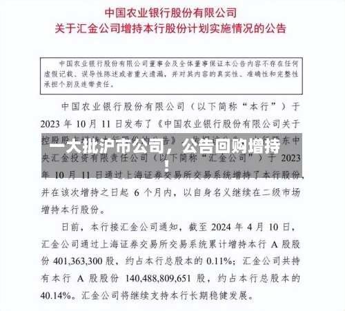 一大批沪市公司,公告回购增持!