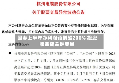 国寿上半年净利润预增超200% 投资收益成关键变量