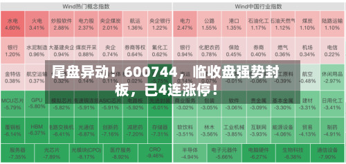 尾盘异动！600744，临收盘强势封板，已4连涨停！-第3张图片