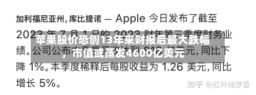 苹果股价恐创13年来财报后最大跌幅,市值或蒸发4600亿美元