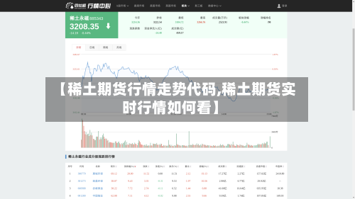 【稀土期货行情走势代码,稀土期货实时行情如何看】