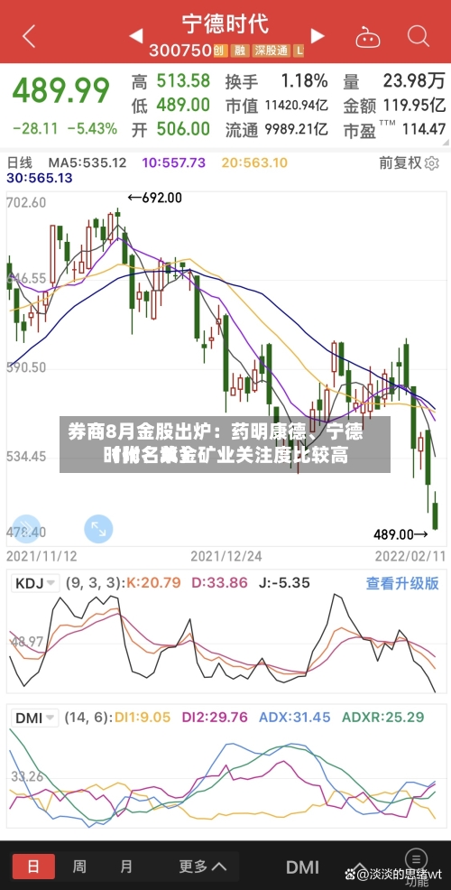 券商8月金股出炉：药明康德、宁德时代、紫金矿业关注度比较高（附名单）