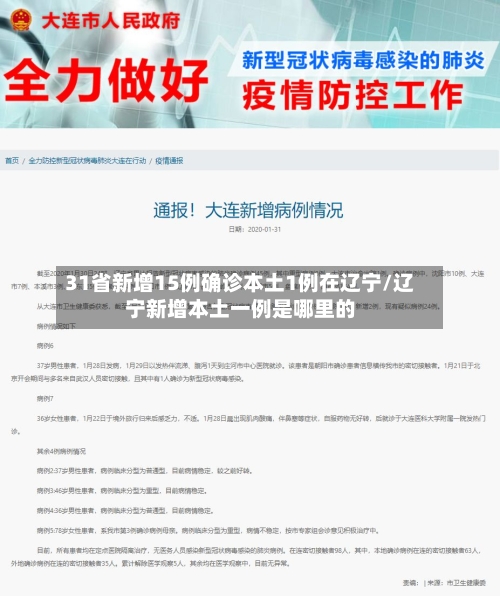 31省新增15例确诊本土1例在辽宁/辽宁新增本土一例是哪里的