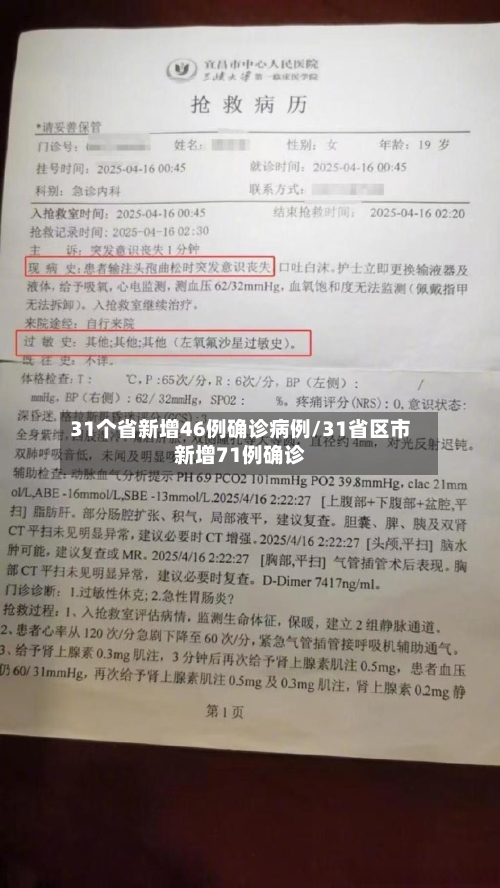 31个省新增46例确诊病例/31省区市新增71例确诊