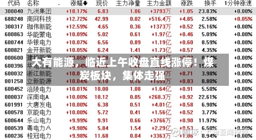 大有能源，临近上午收盘直线涨停！煤炭板块，集体走强