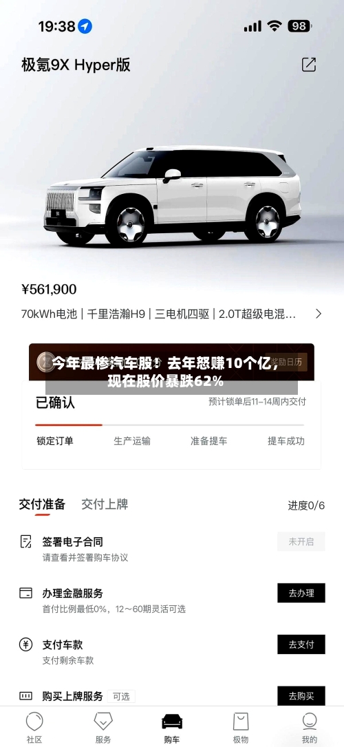 今年最惨汽车股!去年怒赚10个亿,现在股价暴跌62%