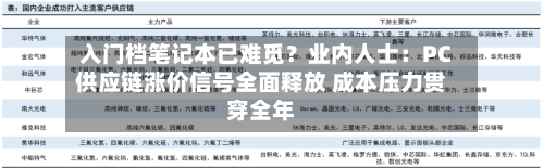 入门档笔记本已难觅?业内人士:PC供应链涨价信号全面释放 成本压力贯穿全年-第3张图片
