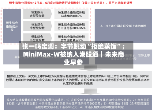 张一鸣定调：字节跳动“拒绝蒸馏”；MiniMax-W被纳入港股通｜未来商业早参